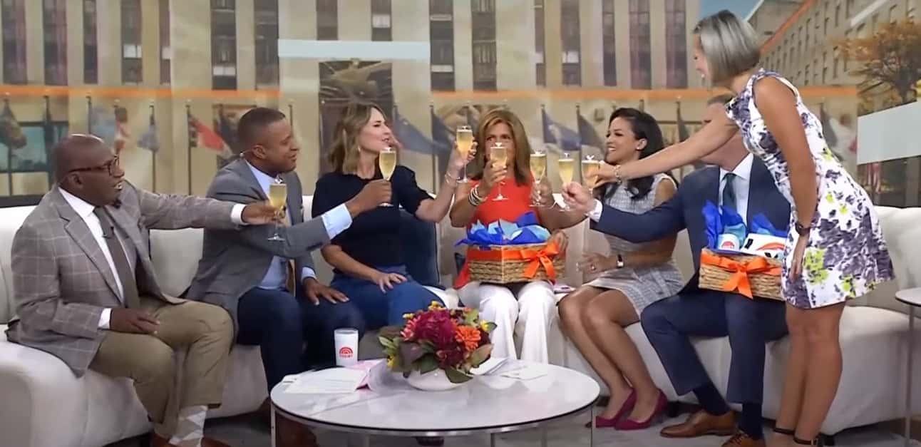 'Today' hosts raise on-air toast after they welcome new co-anchors for Saturday 'Today' edition (@today/YouTube)