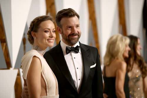 Actors Olivia Wilde (L) and Jason Sudeikis attend the 88th Annual Academy Awards at Hollywood & Highland Center on February 28, 2016 in Hollywood, California.