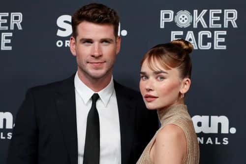 Liam Hemsworth and Gabriella Brooks attends the Australian Premiere of Poker Face at Hoyts Entertainment Quarter on November 15, 2022 in Sydney, Australia.