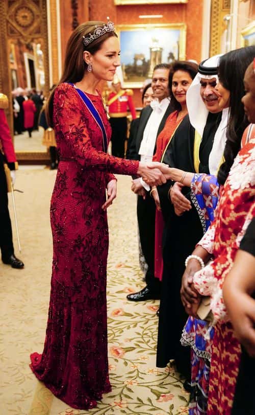 Catherine, Princess of Wales during a Diplomatic Corps reception at Buckingham Palace on December 6, 2022 in London, England. The last Reception for the Diplomatic Corps was hosted by Queen Elizabeth II at Buckingham Palace in December 2019.