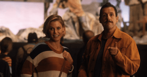 Adam Sandler and Julie Bowen in Hubie Halloween (2020) (IMDb)