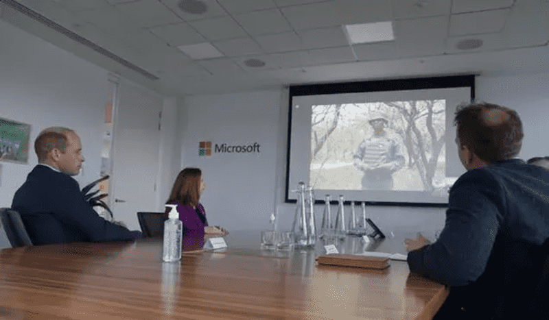Prince William spoke with Mzimba in a conference call on November 18, during a visit to Microsoft Headquarters (Pool via Getty)