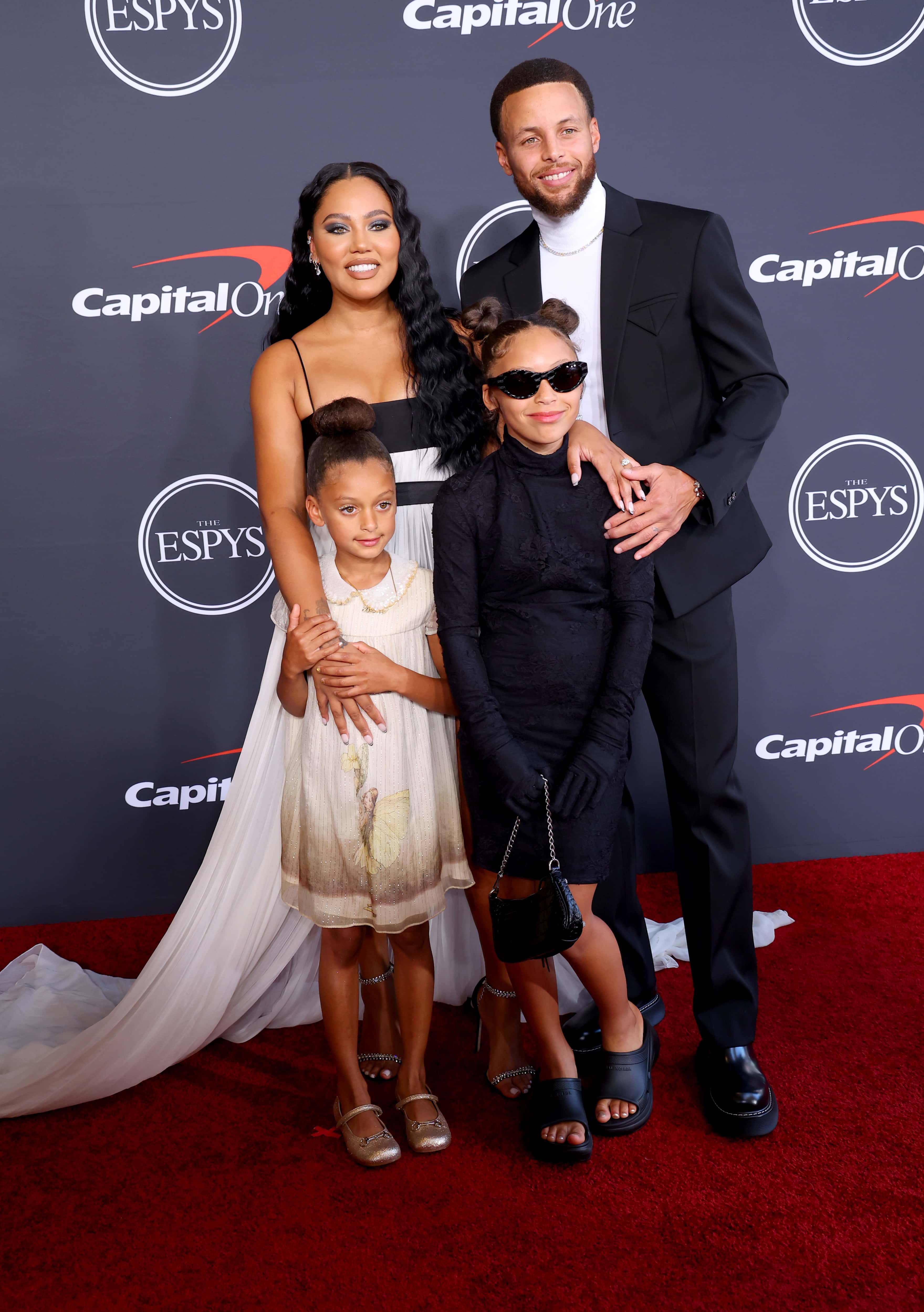 (L-R) Ryan Carson Curry, Ayesha Curry, Riley Elizabeth Curry, and Stephen Curry attend the 2022 ESPYs at Dolby Theatre on July 20, 2022 in Hollywood, California.