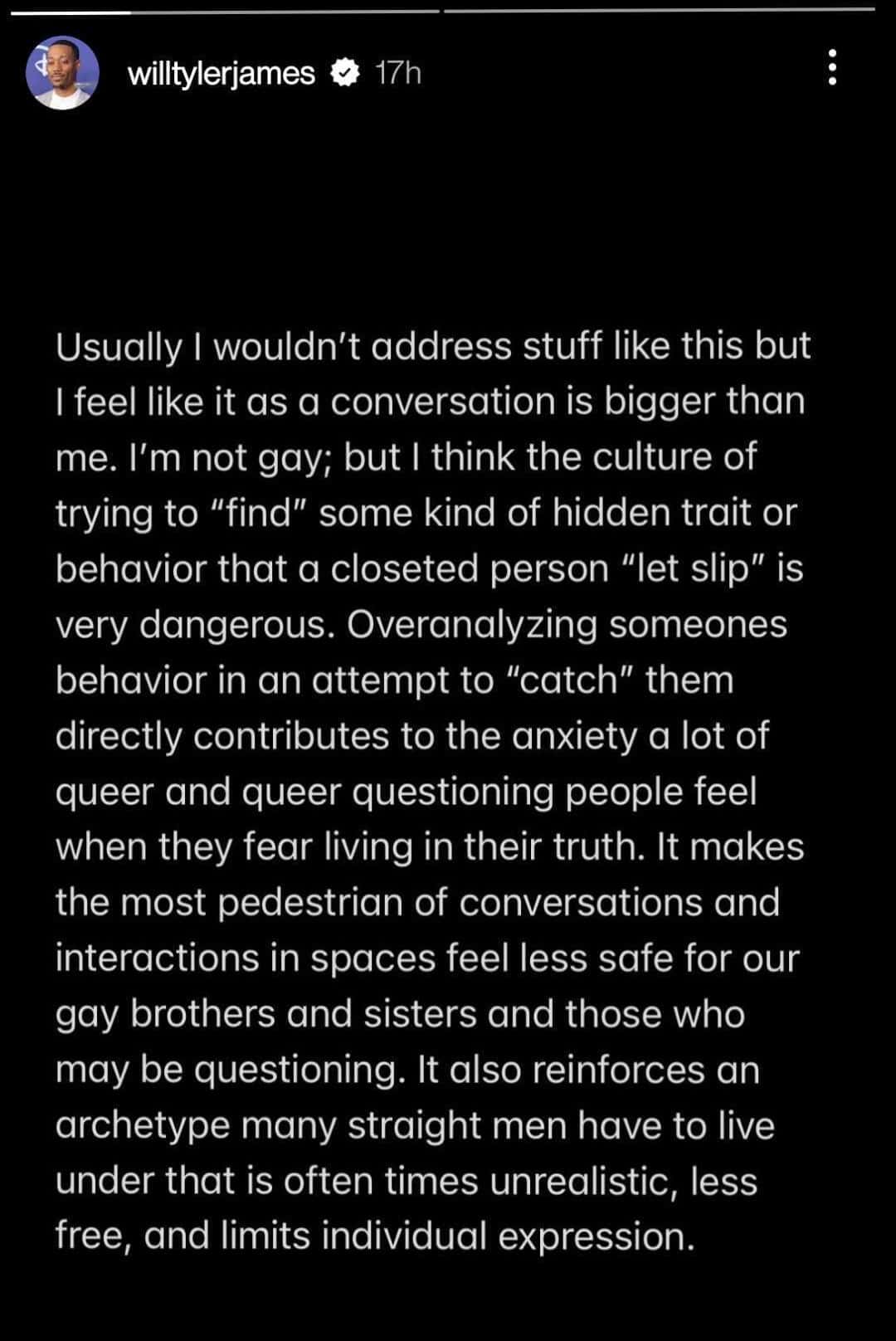 Tyler James Williams takes to Instagram as he candidly discusses sexuality (Instagram/@willtylerjames)