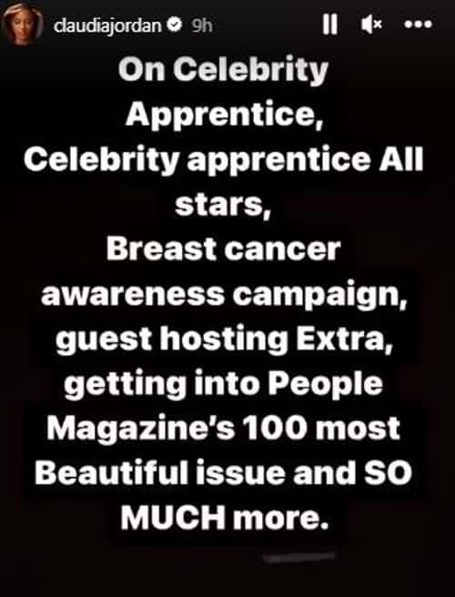 The actress also listed the opportunities she got after the show (Claudia Jordan/ Instagram)