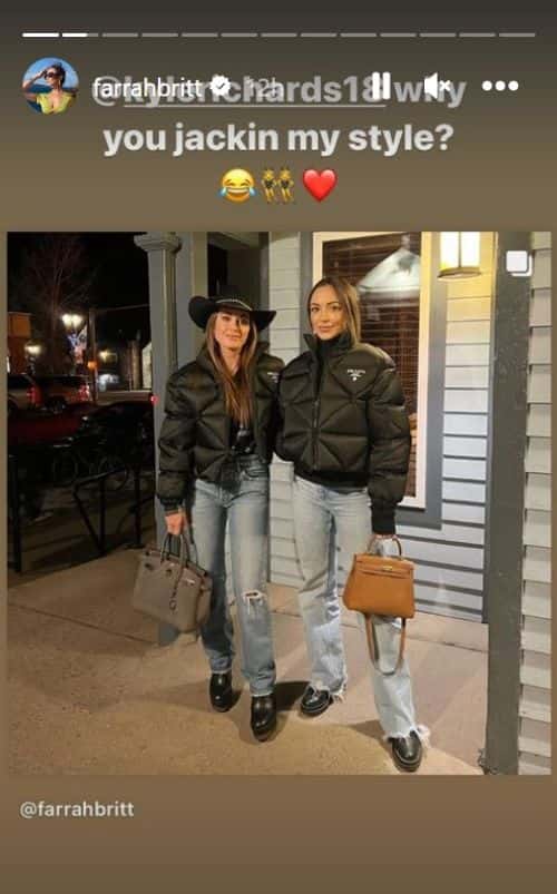 'RHOBH' star Kyle Richards' daughter, Farrah Aldjufrie's Instagram story (Instagram/@farrahbritt)