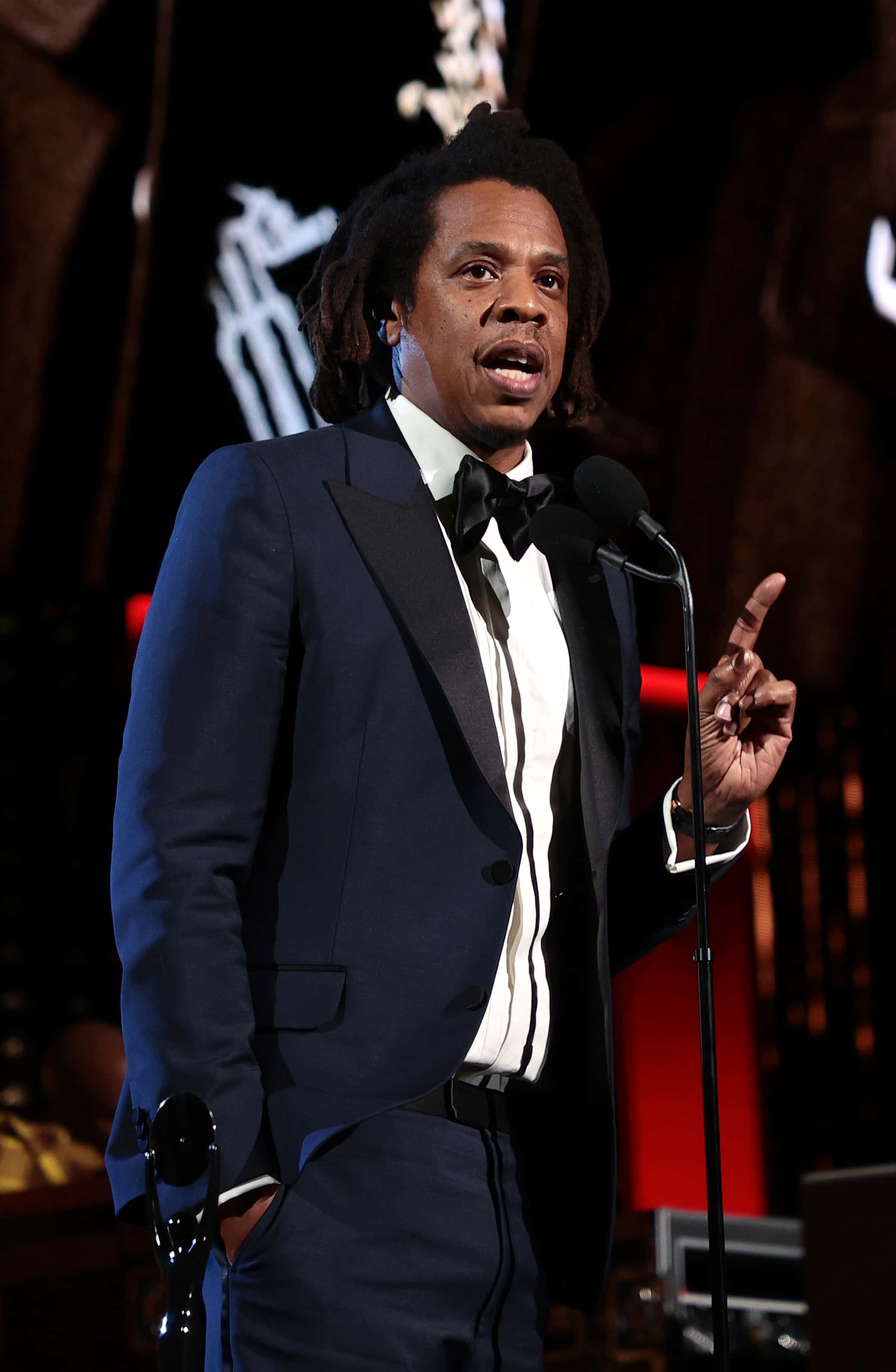 Jay Z is inducted onstage during the 36th Annual Rock & Roll Hall Of Fame Induction Ceremony at Rocket Mortgage Fieldhouse on October 30, 2021 in Cleveland, Ohio.