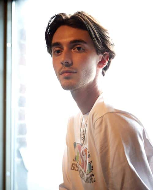 Singer & songwriter Greyson Chance is seen backstage at The High Watt on July 17, 2021 in Nashville, Tennessee.
