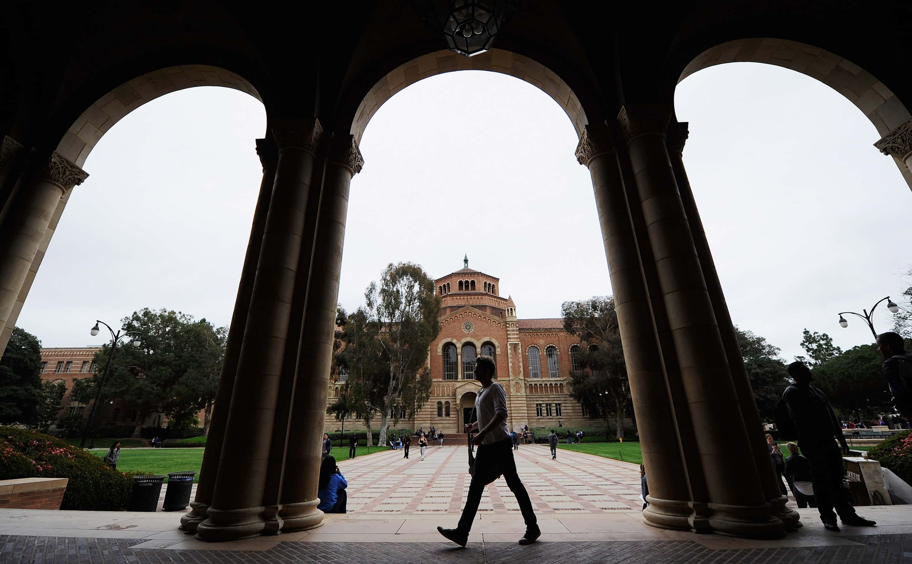 A student walks near Royce Hall on the campus of UCLA on April 23, 2012 in Los Angeles, California. According to reports, half of recent college graduates with bachelor's degrees are finding themselves underemployed or jobless.
