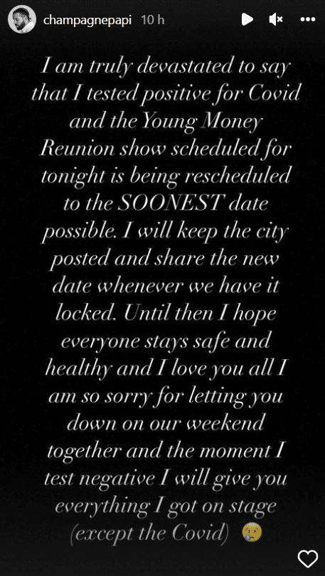 Drake (Photo by Instagram@champagnepapi)