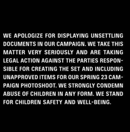 Apology note from Balenciaga (Balenciaga/ Instagram)