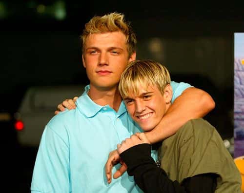 Aaron and Nick Carter (L) aririve for the