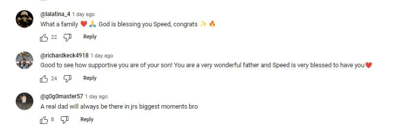 Fans praise IShowSpeed' father for showing support to the YouTuber (@daddySpeedy/YouTube)