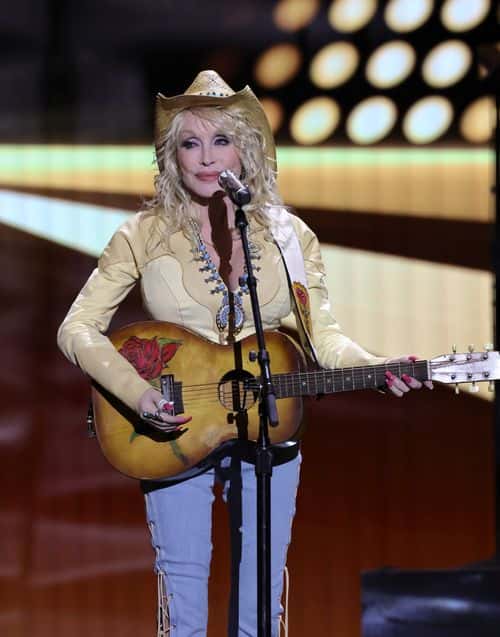 Dolly Parton performs onstage during the 57th Academy of Country Music Awards at Allegiant Stadium on March 07, 2022 in Las Vegas, Nevada.