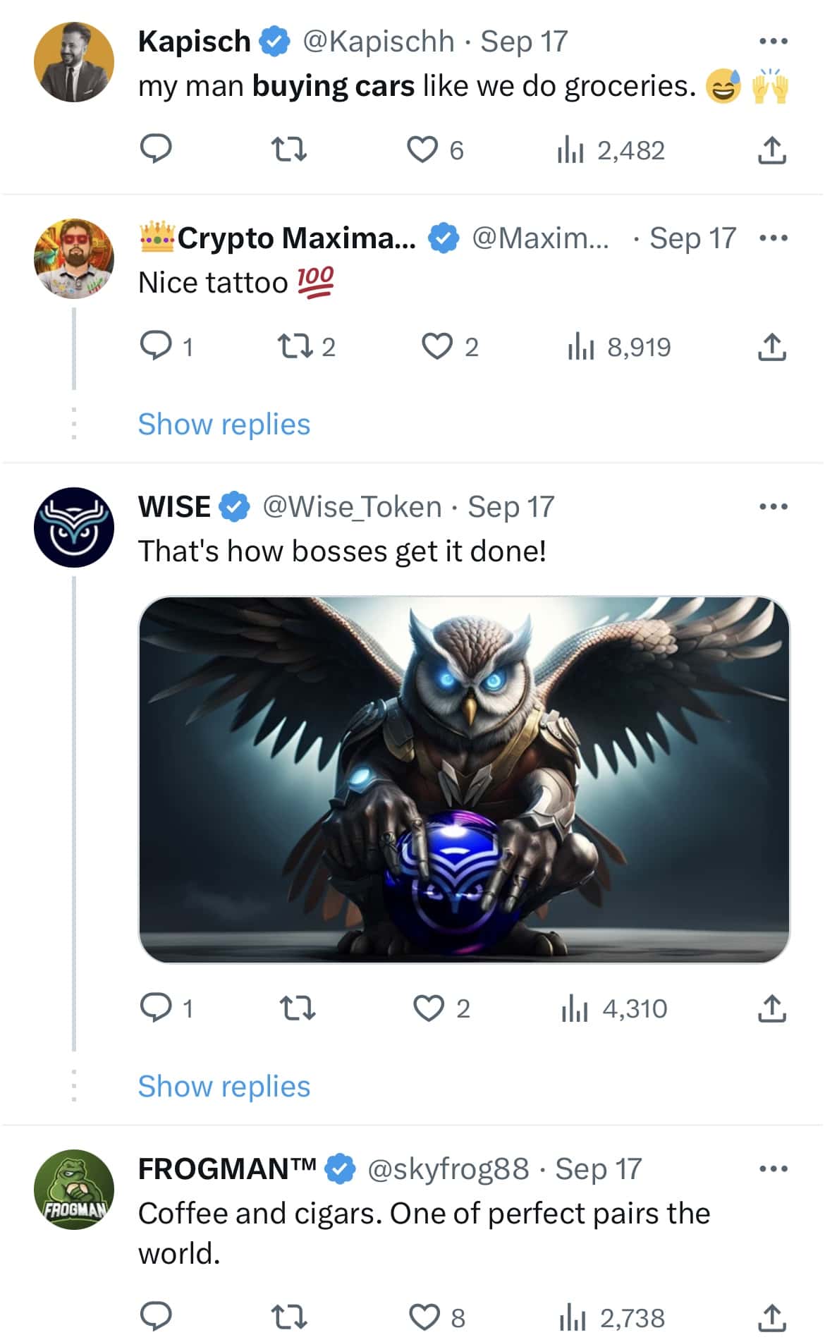 Comments on Andrew Tate's Tweet (@cobratate/Twitter)