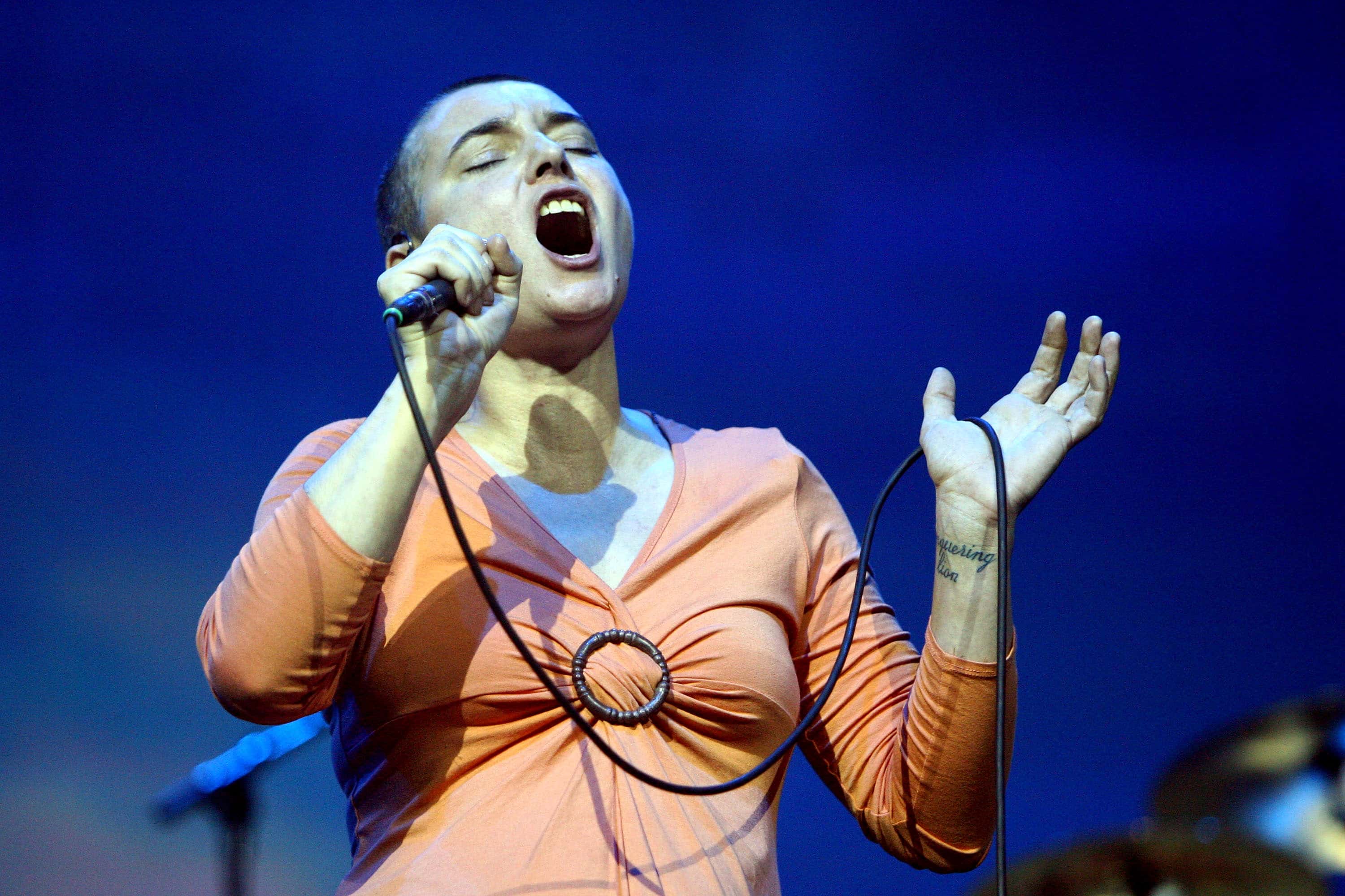 Sinead O'Connor performs on stage during day two of the East Coast Blues & Roots Festival on March 21, 2008, in Byron Bay, Australia. (Photo by Kristian Dowling/Getty Images)