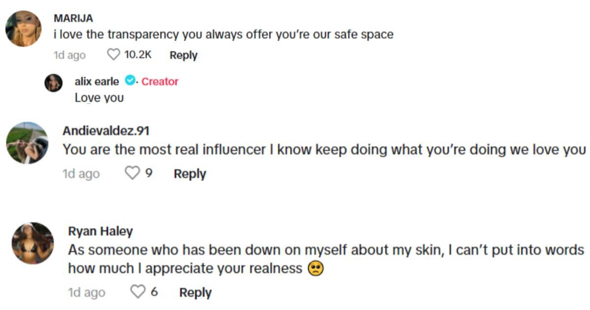 Alix Earle fans reaction (alixearle/ TikTok)