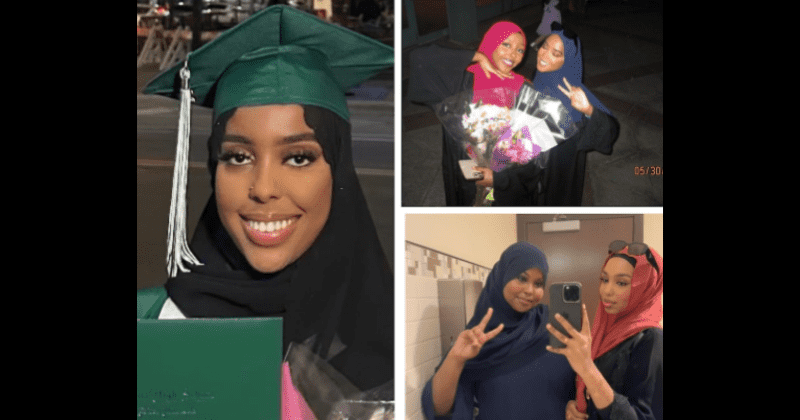 The five victims: Sabiriin Ali, 17, at left, Sahra Gesaade, 20, and Salma Abdikadir, 20, in the upper right, and Sagal Hersi, 19; and Siham Adam, 19, at bottom right (LaunchGood)