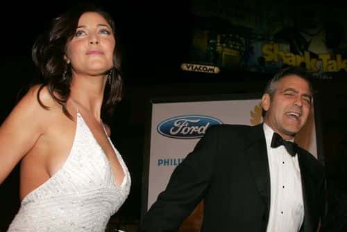 Model Lisa Snowdon and actor George Clooney arrive to the Warner Bros. premiere of the film 