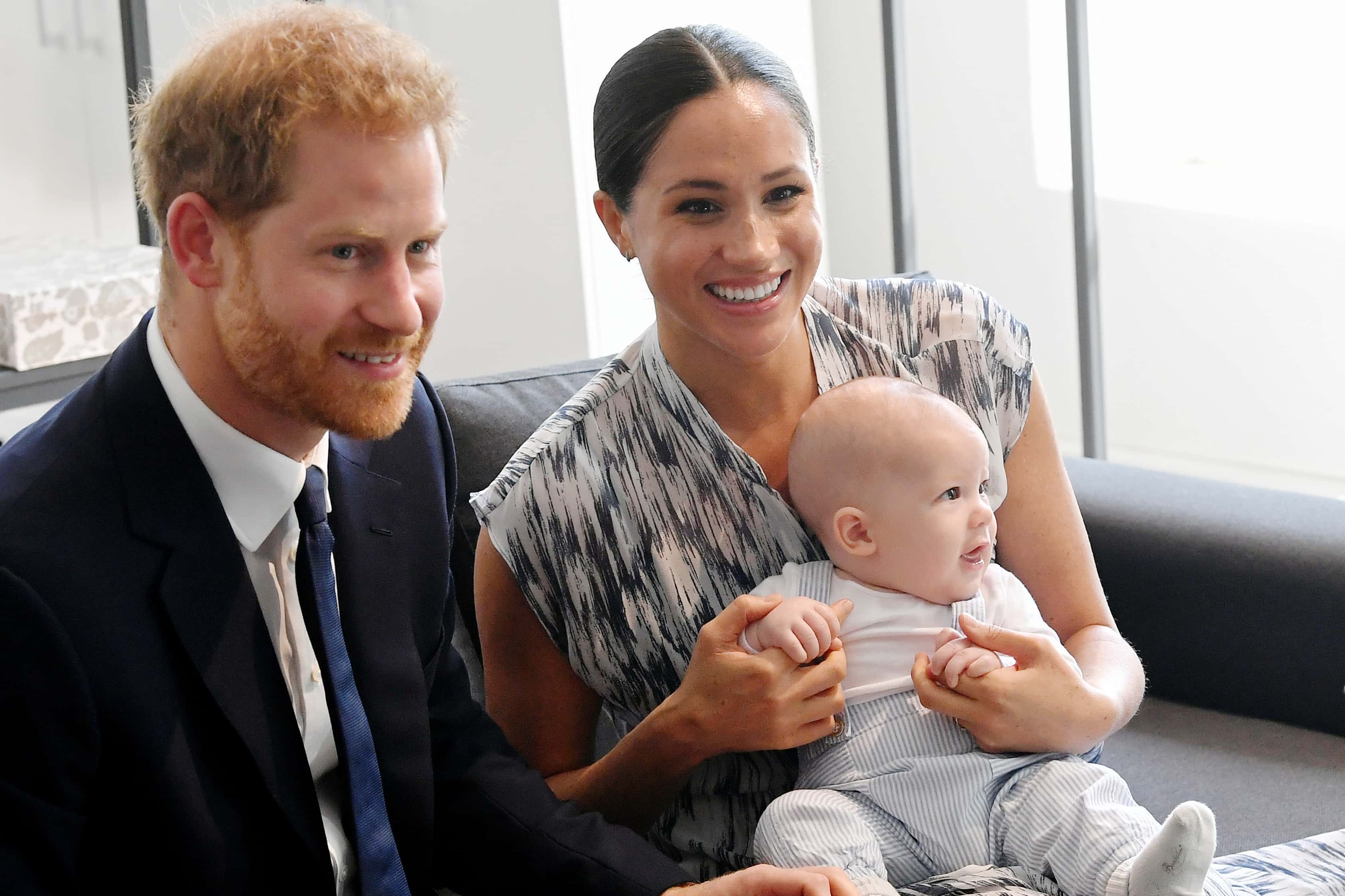 Prince Harry, Duke of Sussex, Meghan, Duchess of Sussex and their baby son Archie Mountbatten-Windsor meet Archbishop Desmond Tutu and his daughter Thandeka Tutu-Gxashe at the Desmond & Leah Tutu Legacy Foundation during their royal tour of South Africa on September 25, 2019 in Cape Town, South Africa.