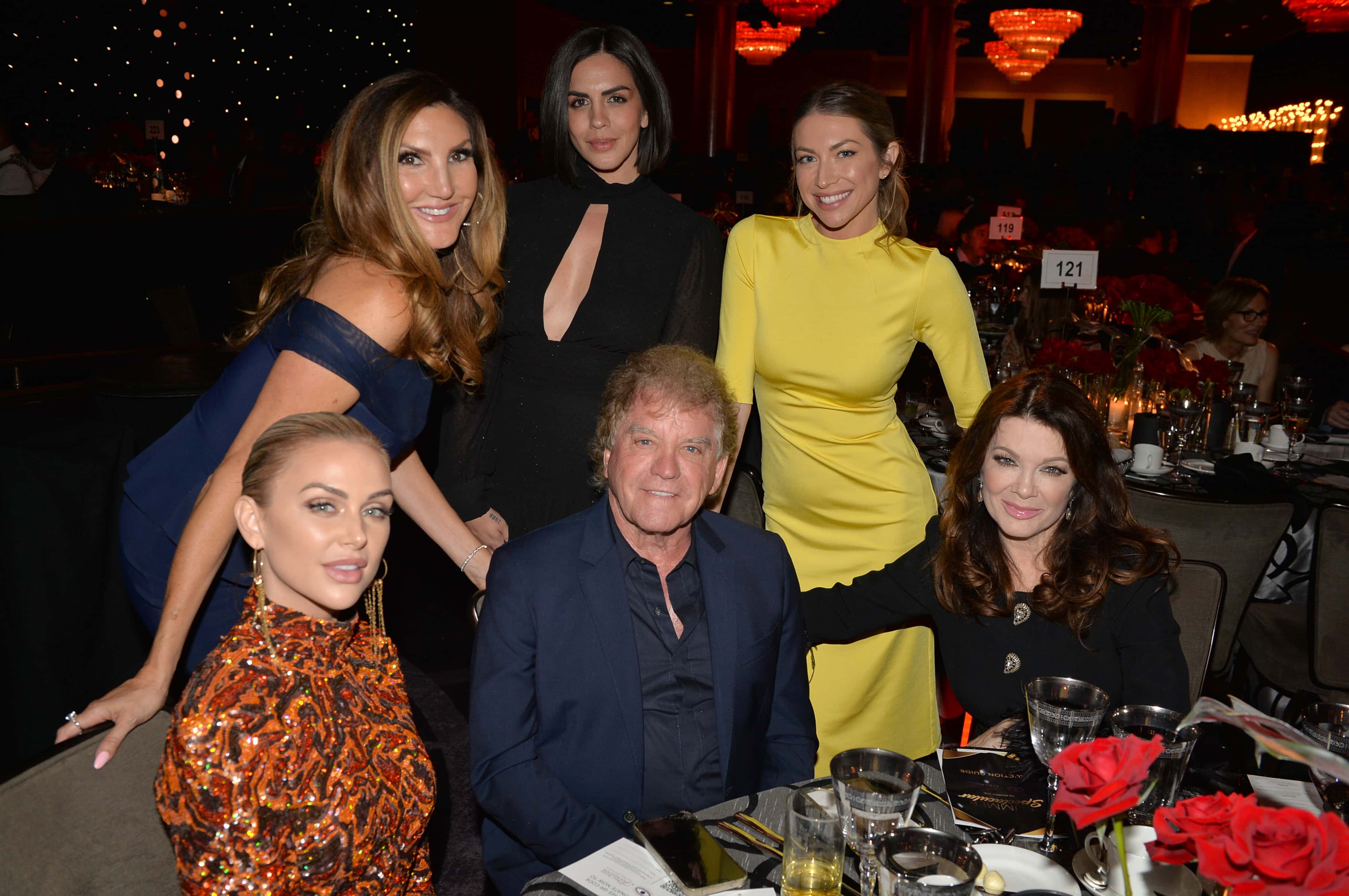 (L-R) Lala Kent, Heather McDonald, Katie Maloney, Ken Todd, Stassi Schroeder, and Lisa Vanderpump attend Summer Spectacular Benefiting the Brent Shapiro Foundation on September 10, 2022 in Beverly Hills, California.