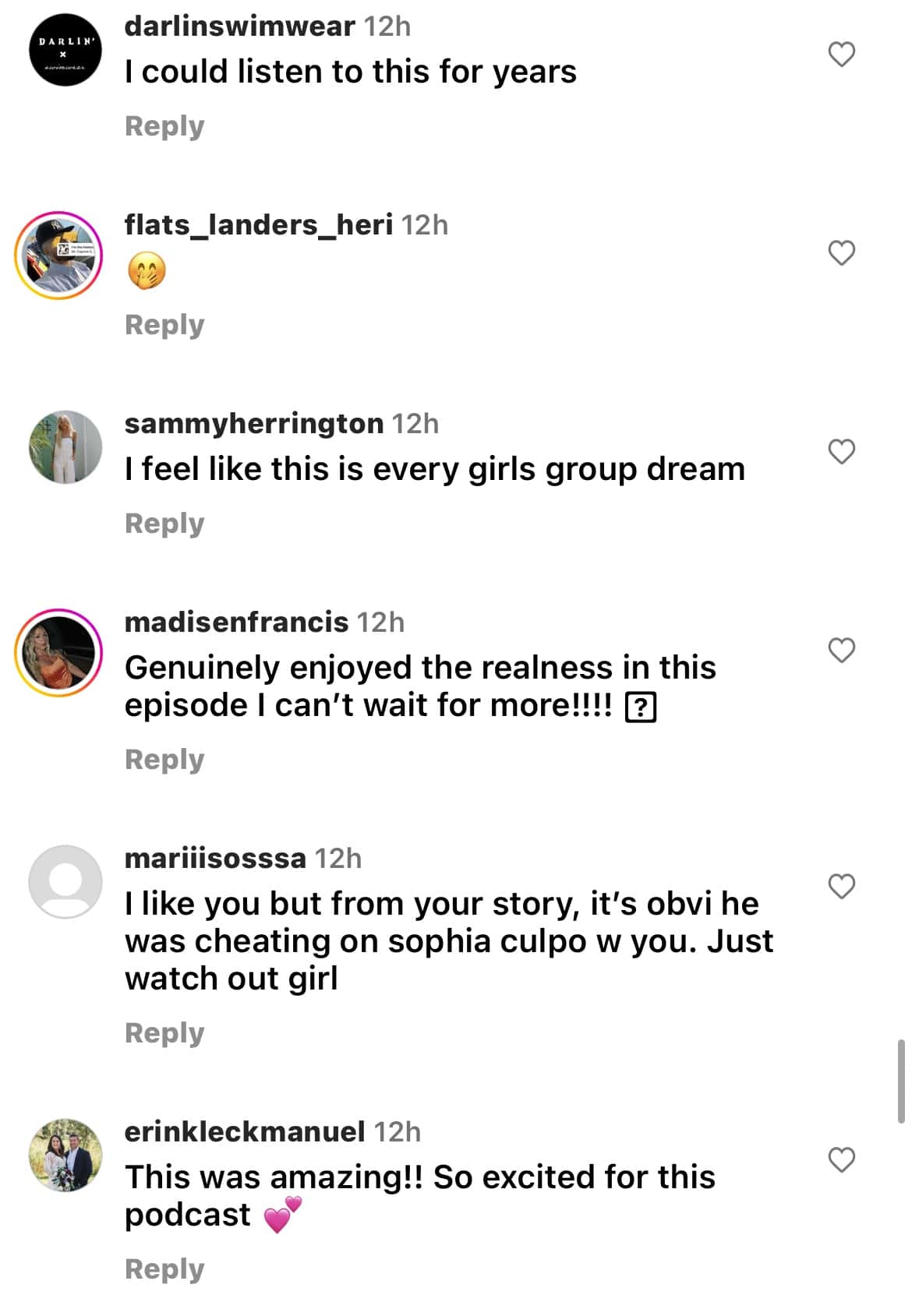 Comments on Earle's Instagram post (@alix_earle/Instagram)