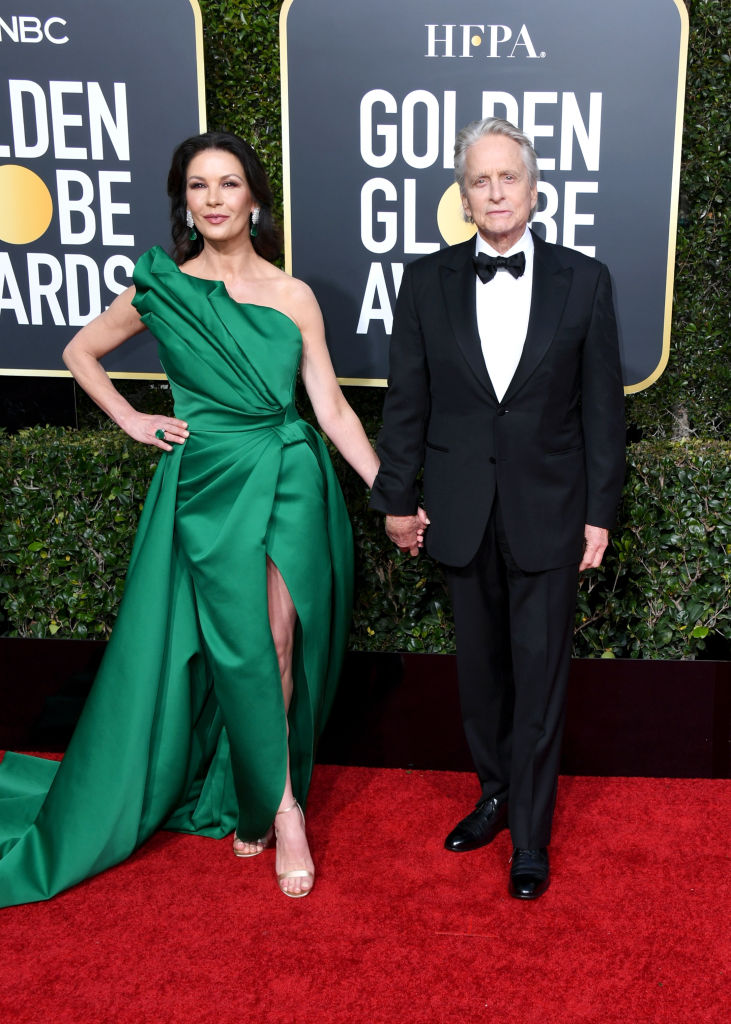 Catherine Zeta-Jones and Michael Douglas at the Golden Globe Awards (Source: Getty Images)