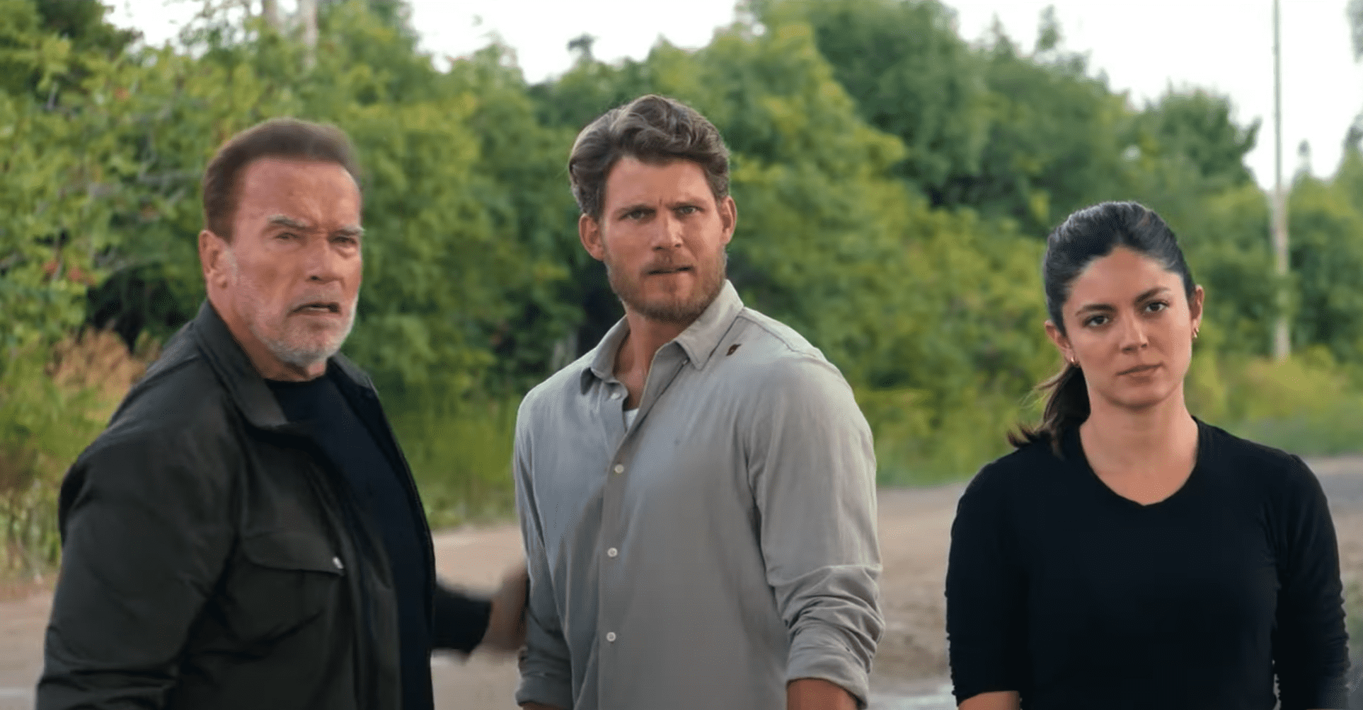 Arnold Schwarzenegger, Travis Van Winkle and Monica Barbaro in Netflix's 'FUBAR' (YouTube/@Netflix)