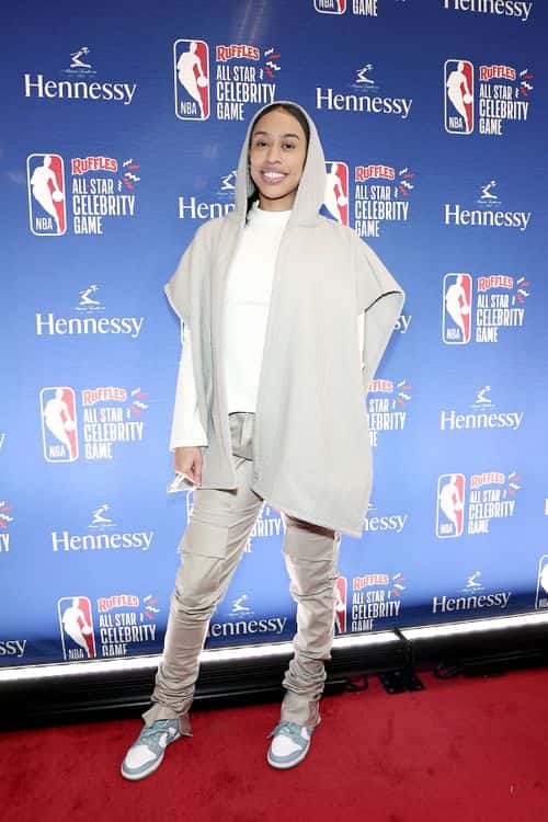 Dearica Hamby attends the Ruffles NBA All-Star Celebrity Game during the 2022 NBA All-Star Weekend at Wolstein Center on February 18, 2022 in Cleveland, Ohio.