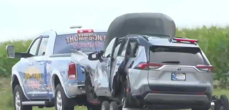 SUV in which Rep. Jackie Walorski travelled along with her staffers (Screenshot via NBC)