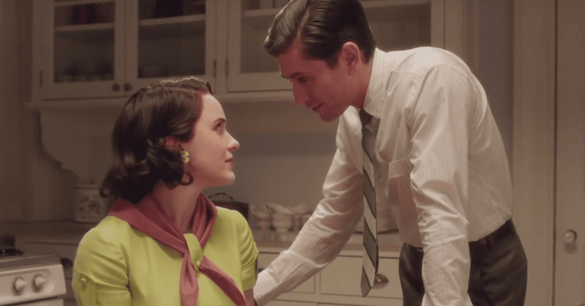 Rachel Brosnahan as Midge and Michael Zegen as Joel in 'The Marvelous Mrs. Maisel' (Prime Video)