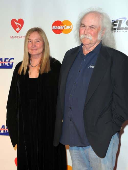 Musician David Crosby (R) and wife Jan Dance (L) arrive at the 2010 MusiCares Person Of The Year Tribute To Neil Young at the Los Angeles Convention Center on January 29, 2010 in Los Angeles, California.