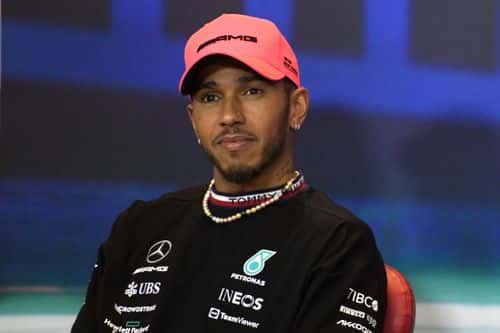 Lewis Hamilton of Great Britain and Mercedes talks in a press conference during previews ahead of the F1 Grand Prix of Abu Dhabi at Yas Marina Circuit on November 17, 2022 in Abu Dhabi, United Arab Emirates.
