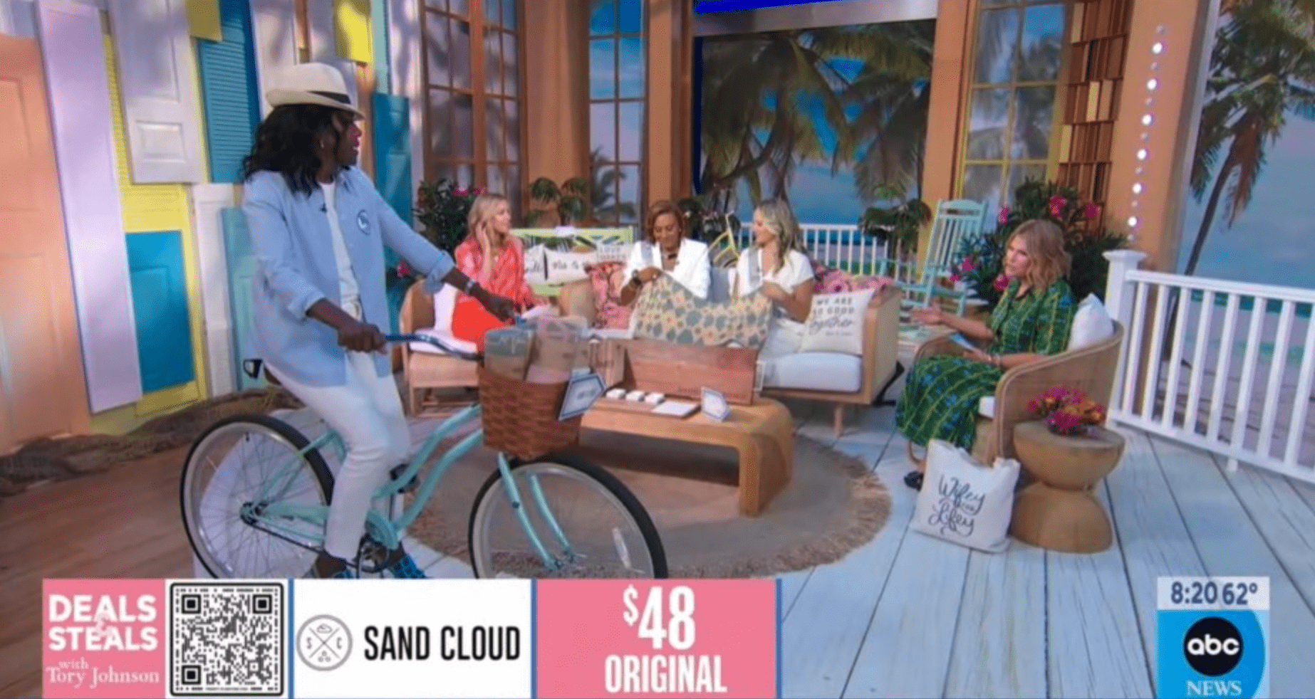 'GMA' correspondent Deb Roberts had her co-hosts worried for her as she rode the bike (ABC) 