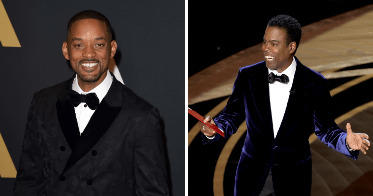 Will Smith (L) has been banned at the Academy events for a decade aftr slapping Chris Rock (R) at the 2022 Oscars (Getty Images)