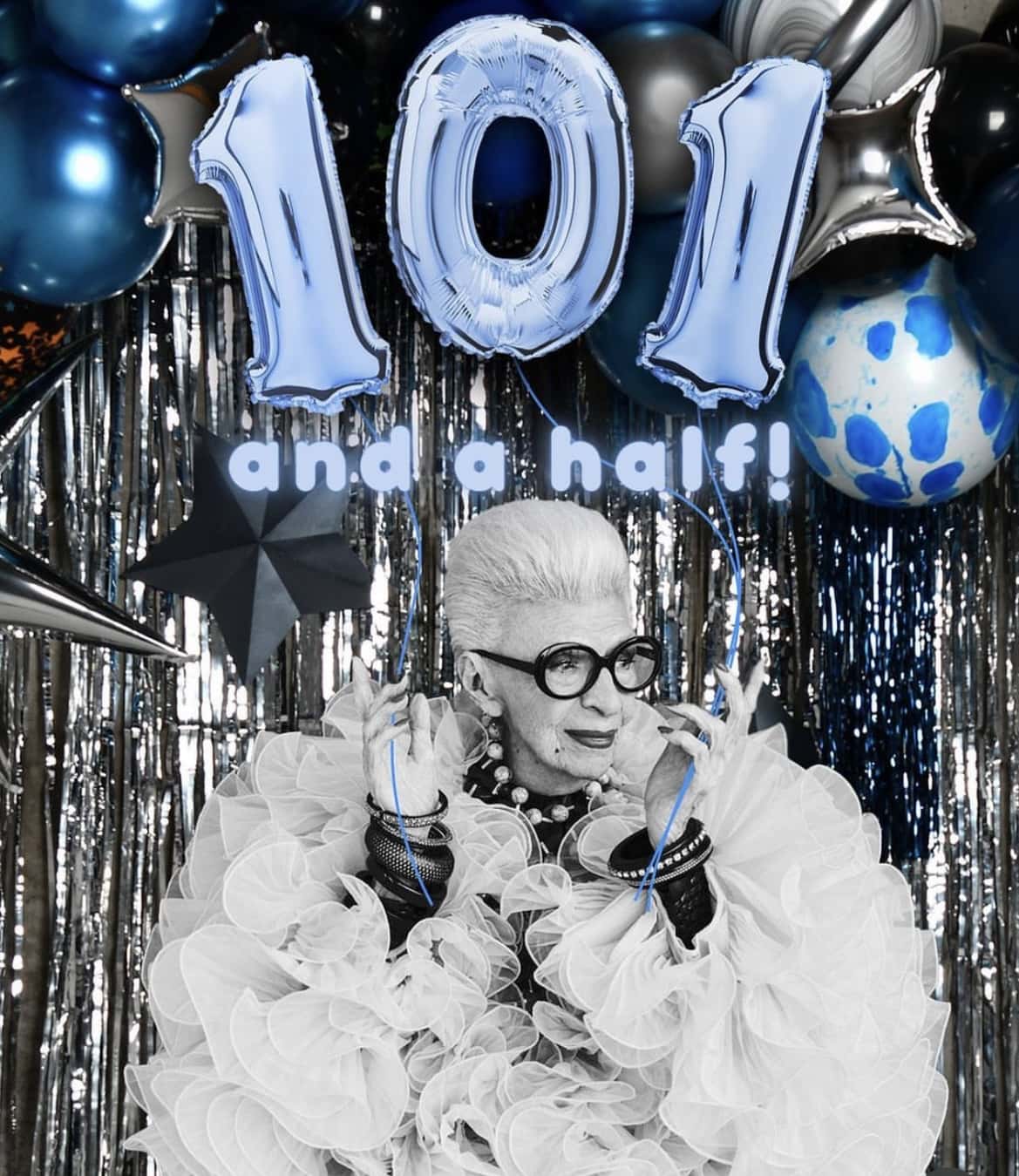 Iris celebrating her 101 and a half birthday (@iris.apfel/Instagram) 