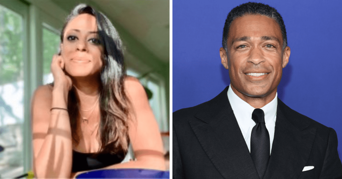 Natasha Singh’s (left) marriage collapsed after having an affair with TV presenter TJ Holmes (right) (Dia Dipasupil/Getty Images and @natashasingh23/Twitter)