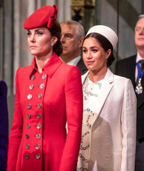 Catherine, The Duchess of Cambridge stands with Meghan, Duchess of Sussex at Westminster Abbey for a Commonwealth day service on March 11, 2019 in London, England. Commonwealth Day has a special significance this year, as 2019 marks the 70th anniversary of the modern Commonwealth, with old ties and new links enabling cooperation towards social, political and economic development which is both inclusive and sustainable. The Commonwealth represents a global network of 53 countries and almost 2.4 billion people, a third of the worlds population, of whom 60 percent are under 30 years old. Each year the Commonwealth adopts a theme upon which the Service is based. This years theme A Connected Commonwealth speaks of the practical value and global engagement made possible as a result of cooperation between the culturally diverse and widely dispersed family of nations, who work together in friendship and goodwill. The Commonwealths governments, institutions and people connect at many levels, including through parliaments and universities. They work together to protect the natural environment and the ocean which connects many Commonwealth nations, shore to shore. Cooperation on trade encourages inclusive economic empowerment for all people - particularly women, youth and marginalised communities. The Commonwealths friendly sporting rivalry encourages people to participate in sport for development and peace.
