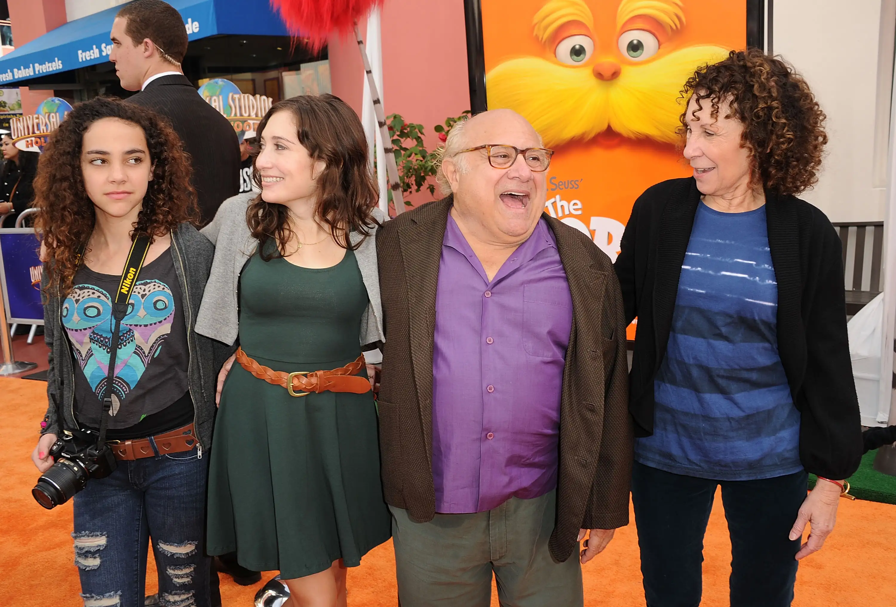 Actress Rhea Perlman and actor Danny DeVito arrive at the 'Dr. Suess' The Lorax' Los Angeles premiere at Universal Studios Hollywood on February 19, 2012, in Universal City, California. (Photo by Jason Merritt/Getty Images)