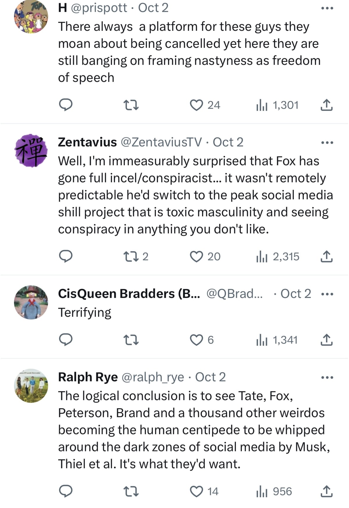 Comments on Tate's and Fox's interview (@Gbnewsspin/Twitter)