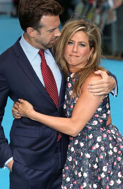 Jason Sudeikis and Jennifer Aniston attend the European premiere of 'We're The Millers' at Odeon West End on August 14, 2013 in London, England.