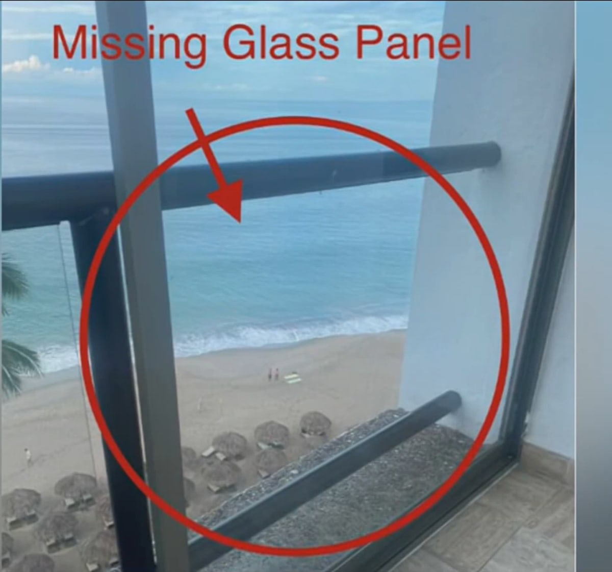 Nico Carter fell from an unprotected balcony with a missing panel (NBC video screenshot)