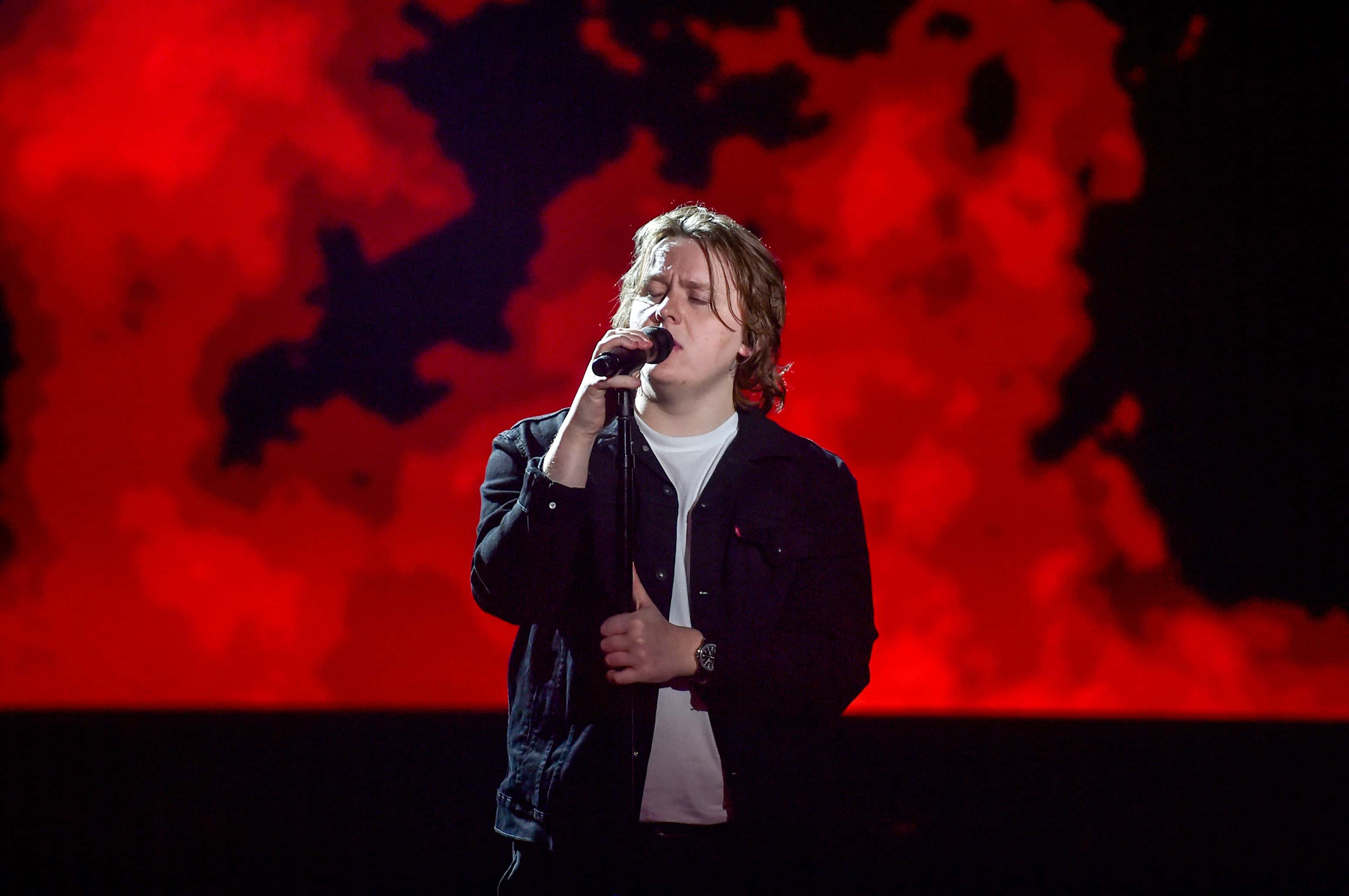 In this image released on December 31, Lewis Capaldi performs at Dick Clark's New Year's Rockin' Eve with Ryan Seacrest 2021 broadcast on December 31, 2020 and January 1, 2021.