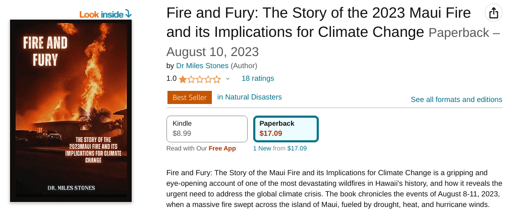 The book's description offers a somewhat concise and hastily presented examination of this tragic incident and is available on Amazon at $17 (amazon/Website)