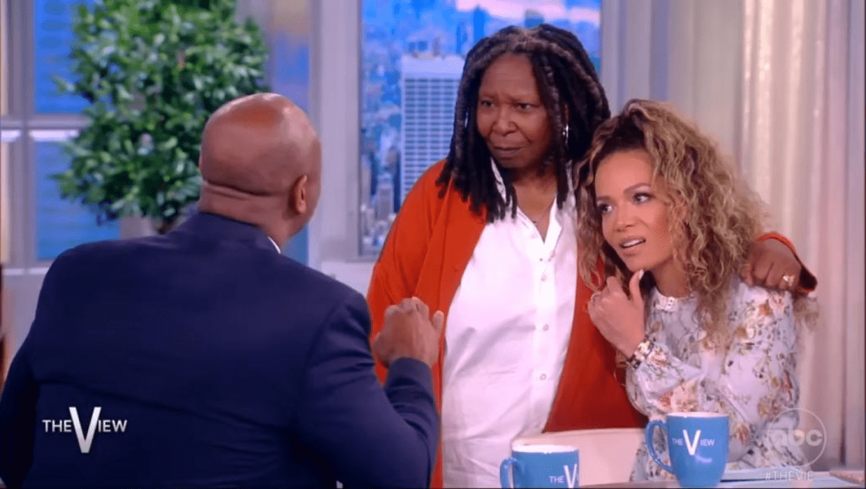 'The View' host and moderator Whoopi Goldberg stood up next to Sunny Hostin and listened to guest Senator Tim Scott (@theview/YouTube)