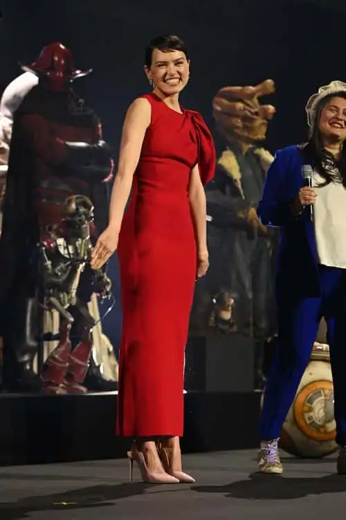 Daisy Ridley onstage during the studio panel at Star Wars Celebration 2023 in London at ExCel on April 07, 2023 in London, England.