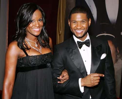 R&B Artist and Actor Usher Raymond arrives with girlfriend Tameka Foster at the 15th annual Trumpet Awards at the Bellagio January 22, 2007 in Las Vegas, Nevada. The awards show is a celebration of African-American achievement where Usher was on hand to present the Usher Raymond Altruism Award to actor Hill Harper.