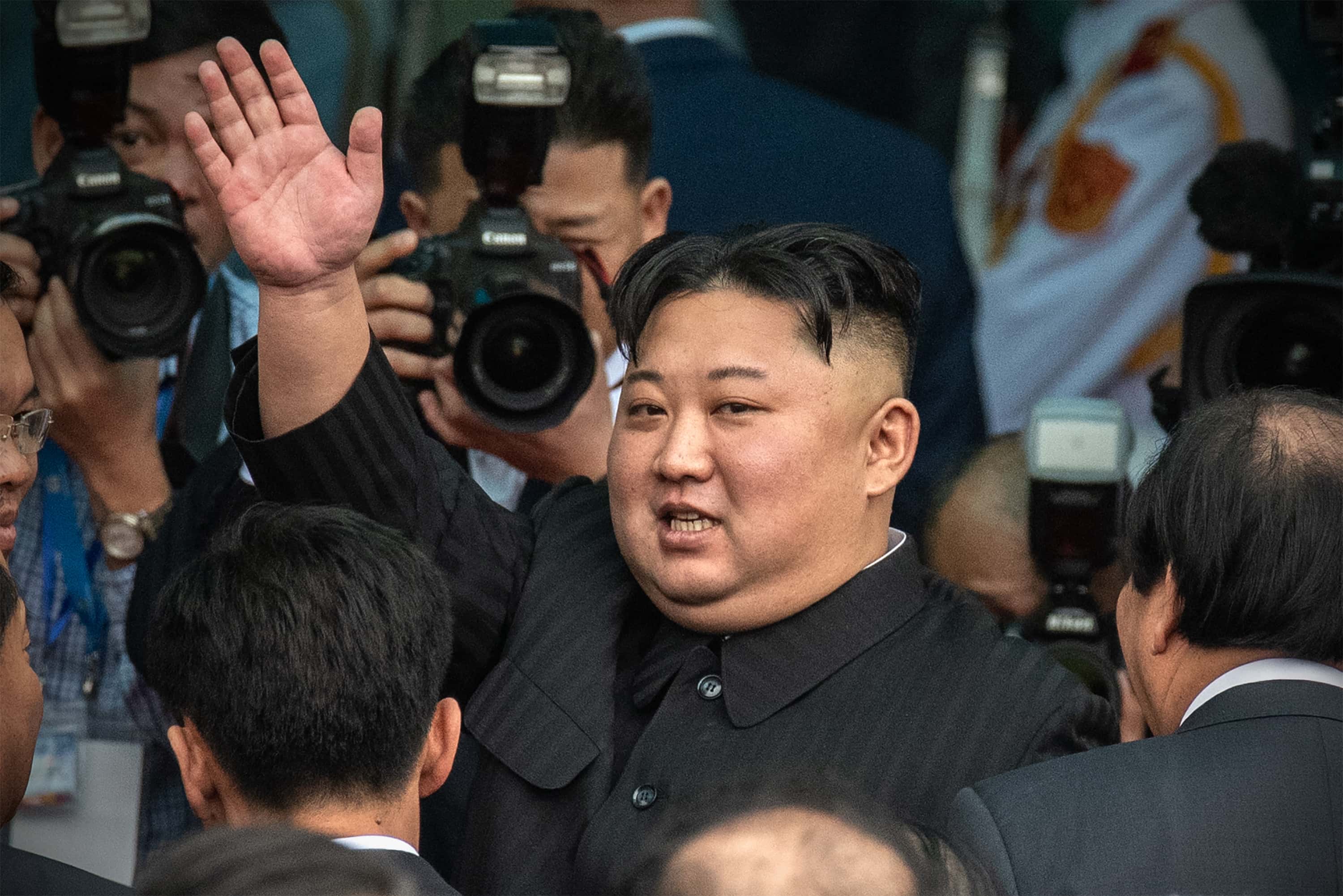DONG DANG, VIETNAM - MARCH 02: North Korean leader Kim Jong-un waves as he prepares to leave Vietnam