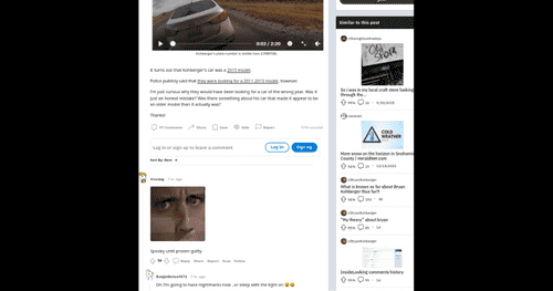 People are expressing their views over cops' release of info on the car (Reddit)