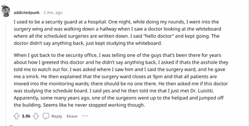 A Reddit user described a spooky incident. (Reddit)